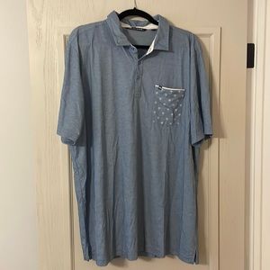 Like new, worn once. Travis Mathew golf polo with palm tree print pocket. XXL